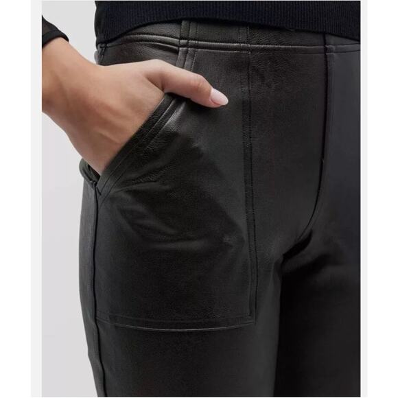 Spanx Black Noir Leather Like Jogger Pants Medium 8 / 10 Capsule Spring Vegan - Picture 5 of 14